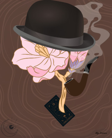 Digital Arts titled "The gentleman smoke…" by Olga Simonova, Original Artwork, Digital Painting Mounted on Wood Stretcher fr…