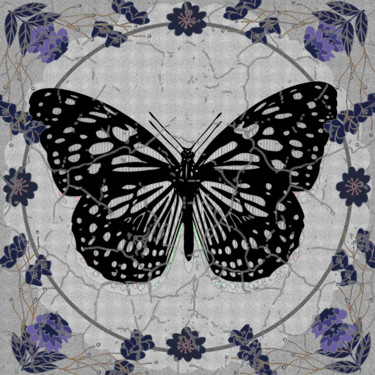 「Butterfly」というタイトルのデジタルアーツ Olga Simonovaによって, オリジナルのアートワーク, 写真モンタージュ ウッドストレッチャーフレームにマウント