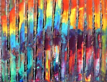 Schilderij getiteld "Newtons Rainbow" door Simon Slater, Origineel Kunstwerk, Olie