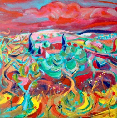 Painting titled "Sicily -countryside" by Simon Taylor, Original Artwork