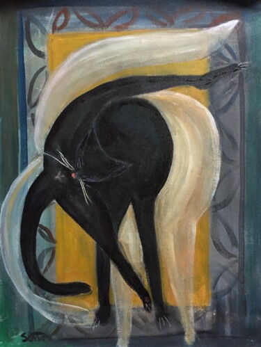 cleaning Painting titled "cleaning" by Simon Taylor, Original Artwork, Acrylic