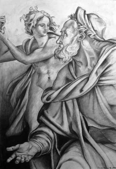 Disegno intitolato "Reproduction d'une…" da Maria Iacuzzi (SIMPLE ART), Opera d'arte originale, Carbone