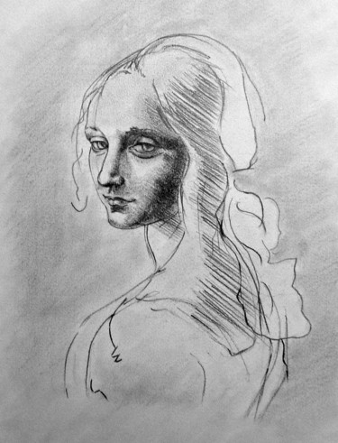 Disegno intitolato "Reproduction de Léo…" da Maria Iacuzzi (SIMPLE ART), Opera d'arte originale, Matita