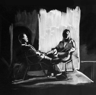 Schilderij getiteld "Couple en plein cla…" door Maria Iacuzzi (SIMPLE ART), Origineel Kunstwerk, Gouache