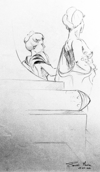 Zeichnungen mit dem Titel "Sculpture dessinée" von Maria Iacuzzi (SIMPLE ART), Original-Kunstwerk, Bleistift