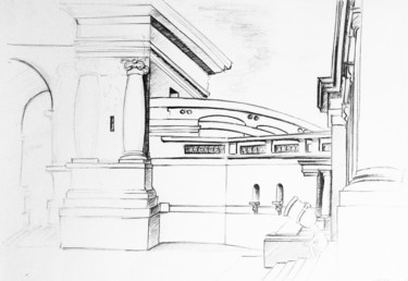 Zeichnungen mit dem Titel "Architecture" von Maria Iacuzzi (SIMPLE ART), Original-Kunstwerk, Bleistift