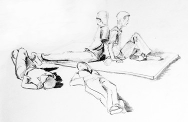 Drawing titled "personnages 01" by Maria Iacuzzi (SIMPLE ART), Original Artwork, Pencil