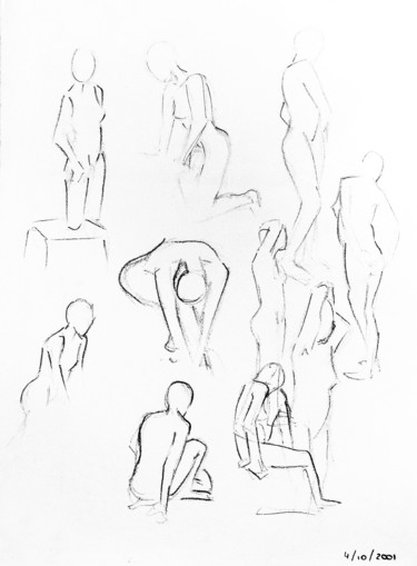 Drawing titled "Femme en mouvement" by Maria Iacuzzi (SIMPLE ART), Original Artwork, Pencil