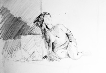 Drawing titled "Femme nue" by Maria Iacuzzi (SIMPLE ART), Original Artwork, Pencil
