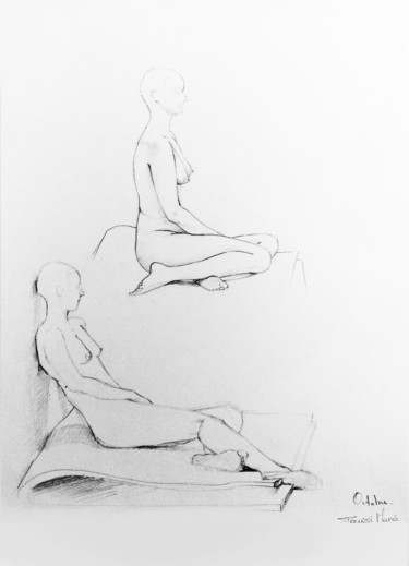 Рисунок под названием "Relaxation" - Maria Iacuzzi (SIMPLE ART), Подлинное произведение искусства, Карандаш