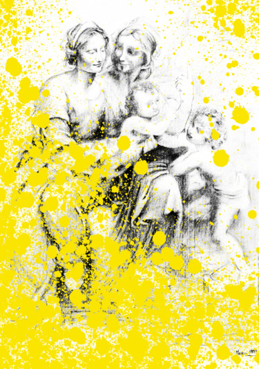 Digital Arts titled "Famille jaune" by Maria Iacuzzi (SIMPLE ART), Original Artwork, Digital Painting