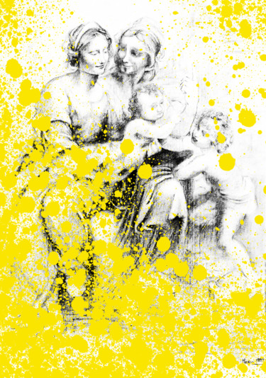 Digitale Kunst mit dem Titel "Famille jaune" von Maria Iacuzzi (SIMPLE ART), Original-Kunstwerk, Digitale Malerei