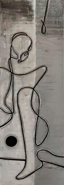 Painting titled "Femme assise en réf…" by Maria Iacuzzi (SIMPLE ART), Original Artwork, Oil Mounted on Wood Stretcher frame