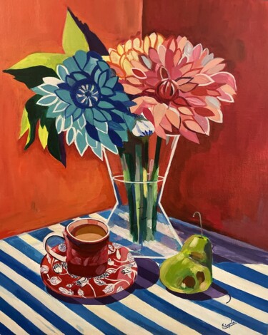 Peinture intitulée "Still Life on the V…" par Simple Mohanty Pani, Œuvre d'art originale, Acrylique Monté sur Châssis en bois