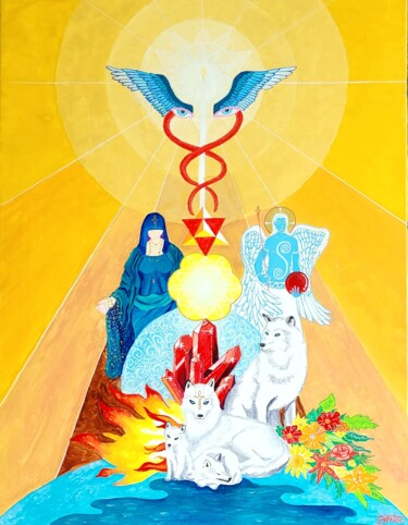 Painting titled "Clairvoyance en rel…" by Simtoc, Original Artwork, Acrylic Mounted on Wood Stretcher frame