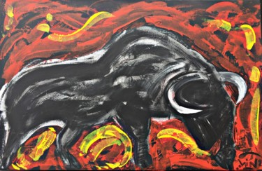 Peinture intitulée "Massive bull fighter" par Sin 21, Œuvre d'art originale, Acrylique