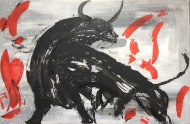 Peinture intitulée "Japan style taurus" par Sin 21, Œuvre d'art originale, Acrylique