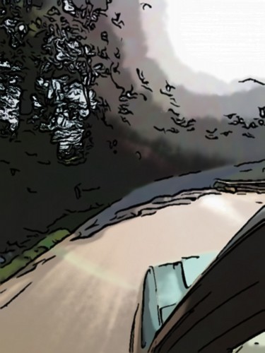 Digital Arts titled "Sunday Drive" by Sinclair Rowling, Original Artwork, Digital Painting