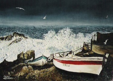 Painting titled "Tempête en mer d'Ir…" by Lark Sindia, Original Artwork