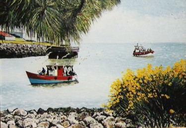 Painting titled "Retour de pêche à S…" by Lark Sindia, Original Artwork