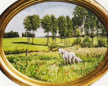 Peinture intitulée "Le cheval blanc" par Lark Sindia, Œuvre d'art originale