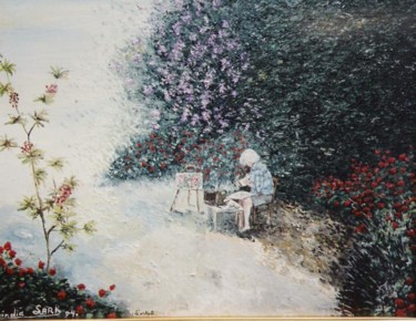 Peinture intitulée "L'Artiste au jardin" par Lark Sindia, Œuvre d'art originale