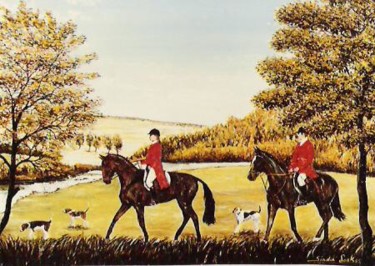 Peinture intitulée "Départ à la chasse" par Lark Sindia, Œuvre d'art originale