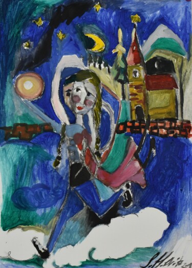 Peinture intitulée "Durch die Nacht" par Sindy Hirsch- Opitz, Œuvre d'art originale, Huile