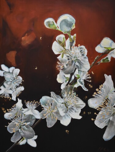 Malerei mit dem Titel "Blüten" von Sindy Hirsch- Opitz, Original-Kunstwerk, Öl