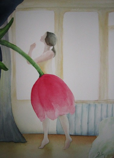 Painting titled "La danseuse" by Sindy Morissette, Original Artwork, Watercolor