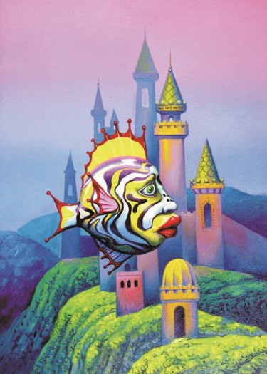 Painting titled "Fish" by Sergei Sinelnikov, Original Artwork, Oil