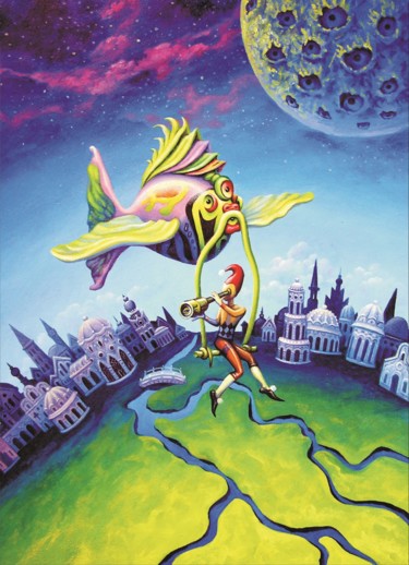 Peinture intitulée "Harlequin" par Sergei Sinelnikov, Œuvre d'art originale, Huile