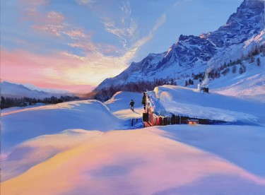 Pintura titulada "Уют зимнего вечера" por Mariia Sinelnikova, Obra de arte original, Oleo