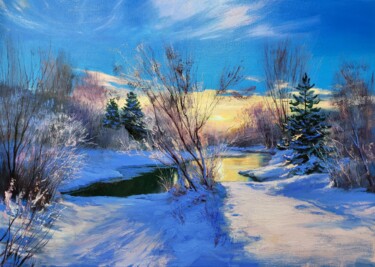 Картина под названием ""Зимний рассвет"" - Мария Синельникова, Подлинное произведение искусства, Масло