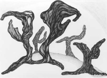 Dessin intitulée "le cri des platanes…" par Sigrun Neumann (Sineu), Œuvre d'art originale
