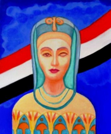 Malerei mit dem Titel "Néfertiti-Tahrir *…" von Sigrun Neumann (Sineu), Original-Kunstwerk, Acryl