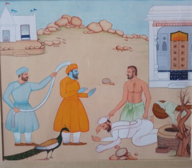 Painting titled "JANAMSHAKHIE OF GUR…" by Singh Avtar, Original Artwork, Tempera