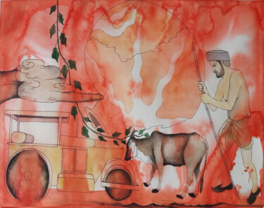 Peinture intitulée "blood" par Singh Avtar, Œuvre d'art originale, Aquarelle
