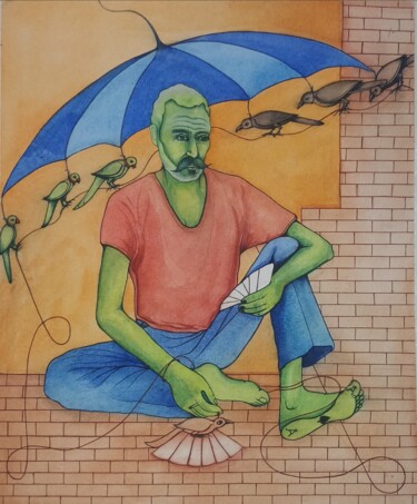 Painting titled "Untitled" by Singh Avtar, Original Artwork, Watercolor