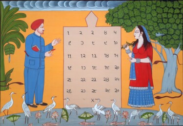 Schilderij getiteld "wait" door Singh Avtar, Origineel Kunstwerk, Gouache