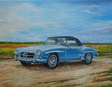 Schilderij getiteld "1957 Mercedes-Benz…" door Sinisa Saratlic, Origineel Kunstwerk, Acryl