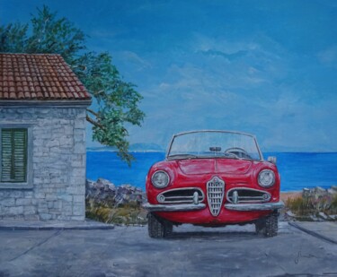 Malerei mit dem Titel "1962 Alfa Romeo Giu…" von Sinisa Saratlic, Original-Kunstwerk, Acryl