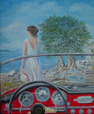 Schilderij getiteld "1962 Alfa Romeo Giu…" door Sinisa Saratlic, Origineel Kunstwerk, Acryl