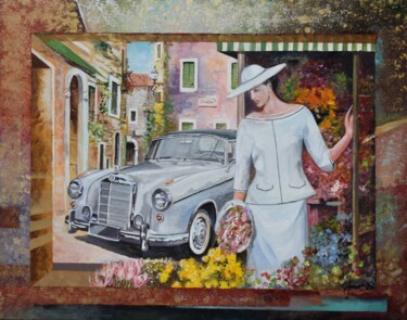Malerei mit dem Titel "Mercedes-Benz 220 s…" von Sinisa Saratlic, Original-Kunstwerk, Acryl