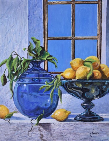 Schilderij getiteld "Lemons" door Sinisa Saratlic, Origineel Kunstwerk, Acryl