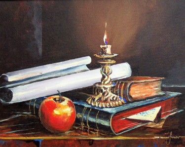 Painting titled "Old Books" by Sinisa Saratlic, Original Artwork, Acrylic