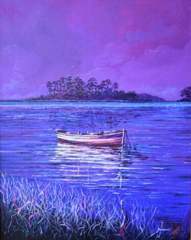 Painting titled "Pink Marsh" by Sinisa Saratlic, Original Artwork, Acrylic