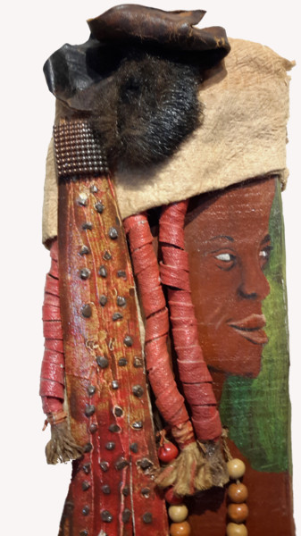 Skulptur mit dem Titel "Himba." von Sinkié., Original-Kunstwerk, Holz