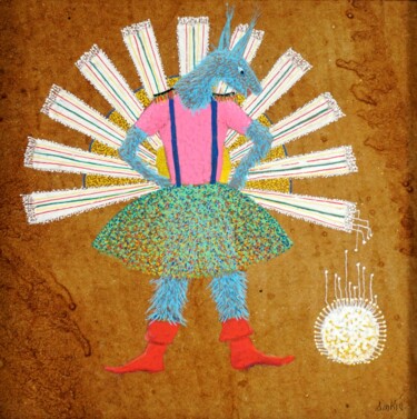 Рисунок под названием "La genèse" - Sinkié., Подлинное произведение искусства, Акрил Установлен на Деревянная панель