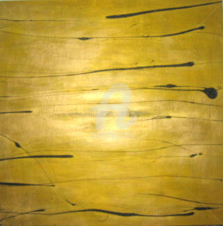 Painting titled "Black Gold Rising" by Sio Montera, Original Artwork